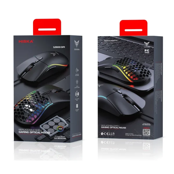 موس گیمینگ سیمی RGB هیسکا مدل HX-MOG340