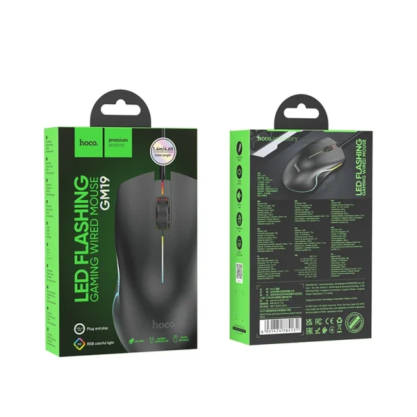 موس گیمینگ سیمی RGB هوکو مدل GM19