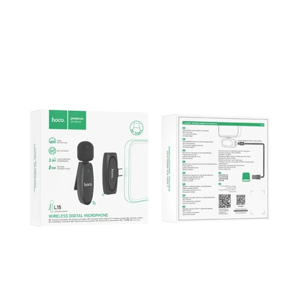 میکروفون یقه ای بلوتوثی تایپ سی هوکو مدل L15