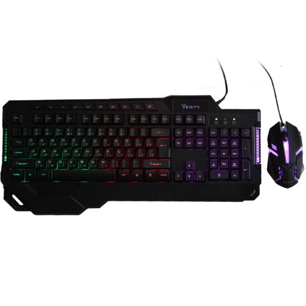 موس و کیبورد گیمینگ سیمی RGB وریتی مدل V-KB6121GCW