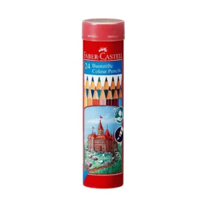 arkayol.ir - مداد رنگی 24 رنگ کلاسیک استوانه ای فلزی فابرکاستل FaberCastle